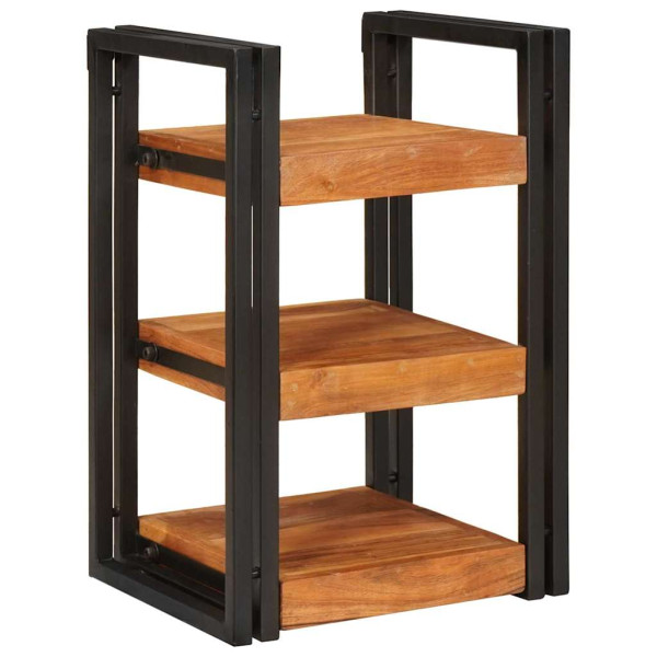 Mesa de Noche 2 pcs Marrón y negro Madera Sólida de Acacia M 4