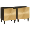 Mesa de Noche 2 pcs Negro y dorado 40 x 33.5 x 46 cm 1