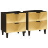 Mesa de Noche con cajón 2 pcs Negro y dorado 40 x 33.5 x 46 cm 1