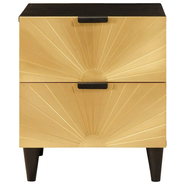 Mesa de Noche con cajón 2 pcs Negro y dorado 40 x 33.5 x 46 cm M 4
