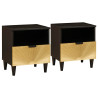 Mesa de Noche con cajón 2 pcs Negro y dorado 40 x 33 x 46 cm 1