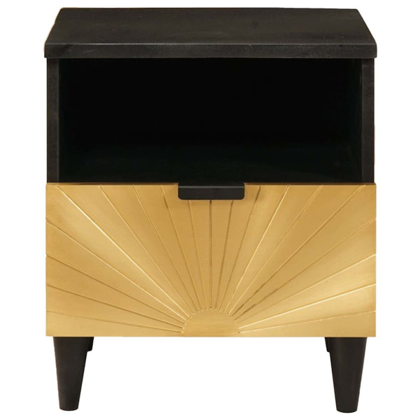 Mesa de Noche con cajón 2 pcs Negro y dorado 40 x 33 x 46 cm M 4