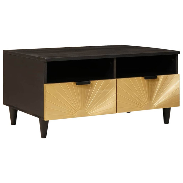 Mesa de Café with Drawer Negro y dorado 80 x 54 x 40 cm D