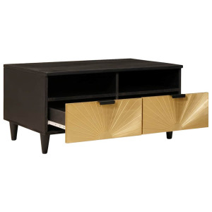 Mesa de Café with Drawer Negro y dorado 80 x 54 x 40 cm H