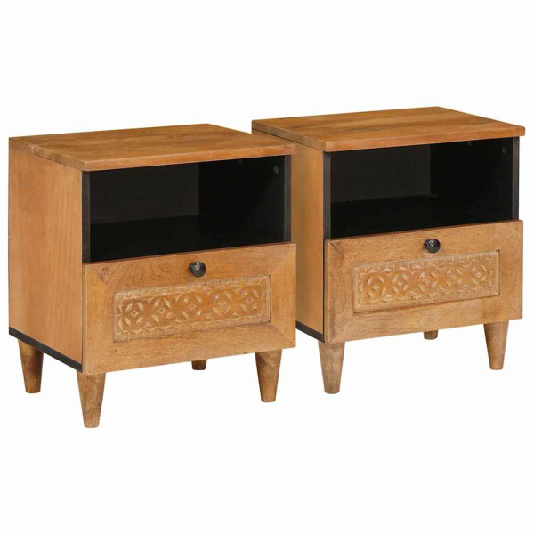 Mesa de Noche con cajón 2 pcs Marrón claro 40 x 33 x 46 cm D