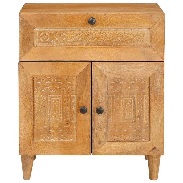 Mesa de Noche con cajón con puerta Marrón claro 50 x 33 x 60 cm M 3