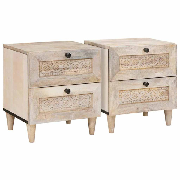 Mesa de Noche con cajón 2 pcs Beige 40 x 33 x 46 cm D