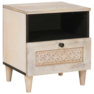 Mesa de Noche con cajón 2 pcs Beige 40 x 33 x 46 cm H