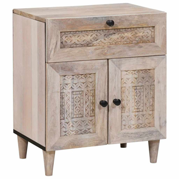 Mesa de Noche Beige 50 x 33 x 60 cm madera maciza de mango D