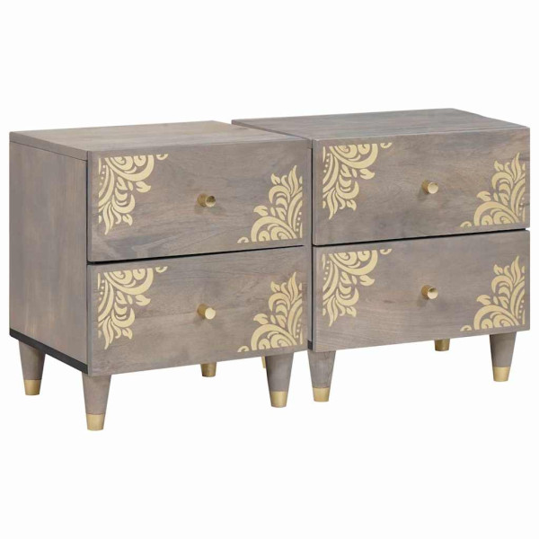 Armario de Noche con cajón 2 pcs Gris 40 x 33 x 46 cm D