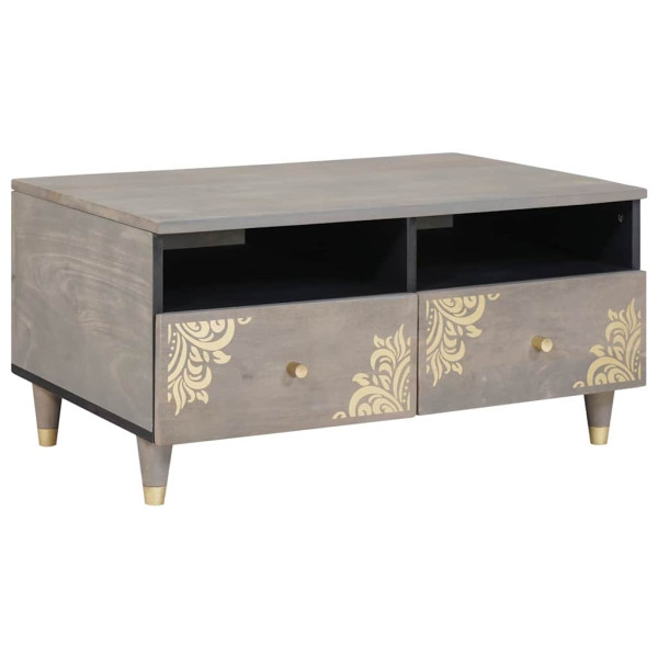 Mesa de Café Gris 80 x 54 x 40 cm madera maciza de mango D
