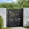 Puerta de jardín diseño ondulado de acero negro 105x106 cm 1