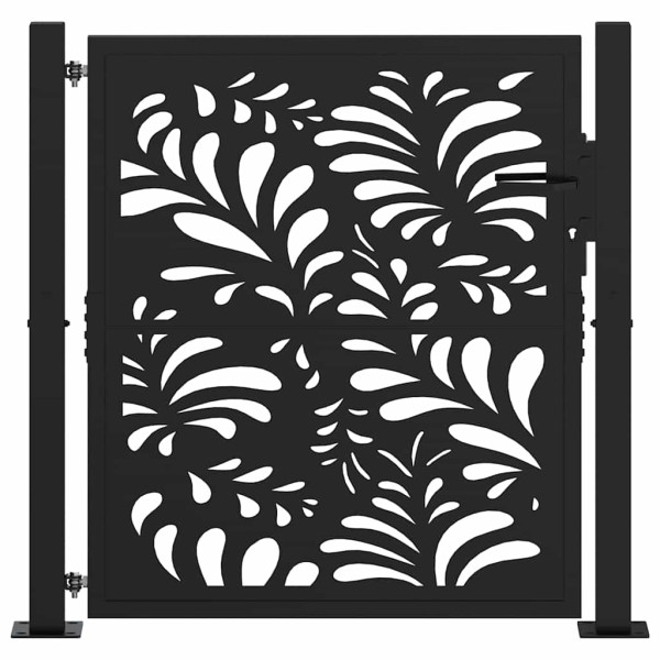 Puerta de jardín diseño ondulado de acero negro 105x106 cm M 3