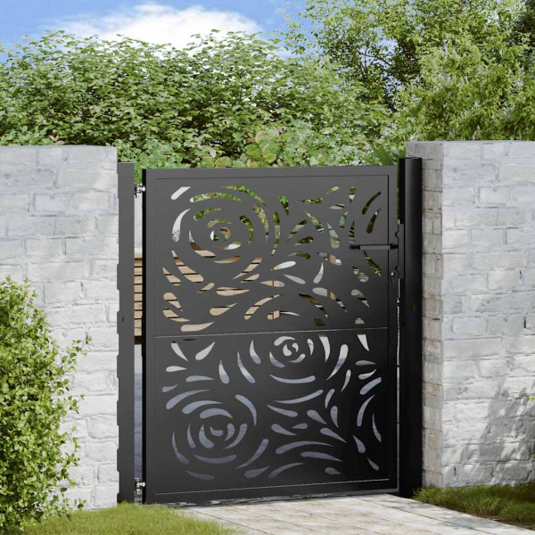 Puerta de jardín diseño llama acero negro 105x106 cm D