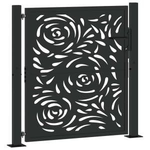 Puerta de jardín diseño llama acero negro 105x106 cm H