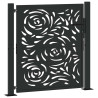 Puerta de jardín diseño llama acero negro 105x106 cm 2