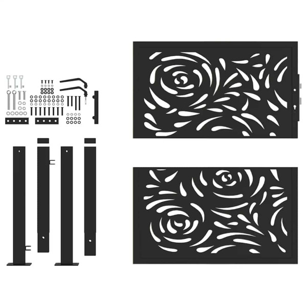 Puerta de jardín diseño llama acero negro 105x106 cm M 4