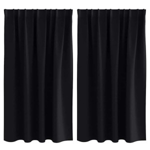 Cortinas con cortinas 2 pcs Negro 140x140cm Poliéster H