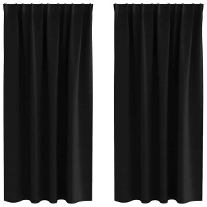 Cortinas con cortinas 2 pcs Negro Poliéster H
