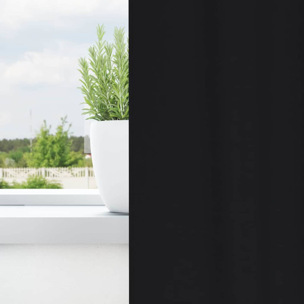 Cortinas con cortinas 2 pcs Negro Poliéster M 3