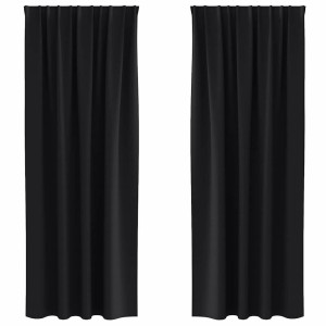 Cortinas con cortinas 2 pcs Negro Poliéster H