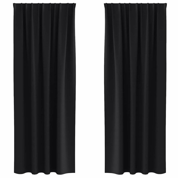 Cortinas con cortinas 2 pcs Negro Poliéster M 2