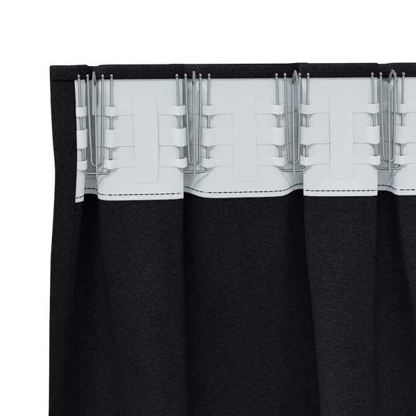 Cortinas con cortinas 2 pcs Negro Poliéster M 5