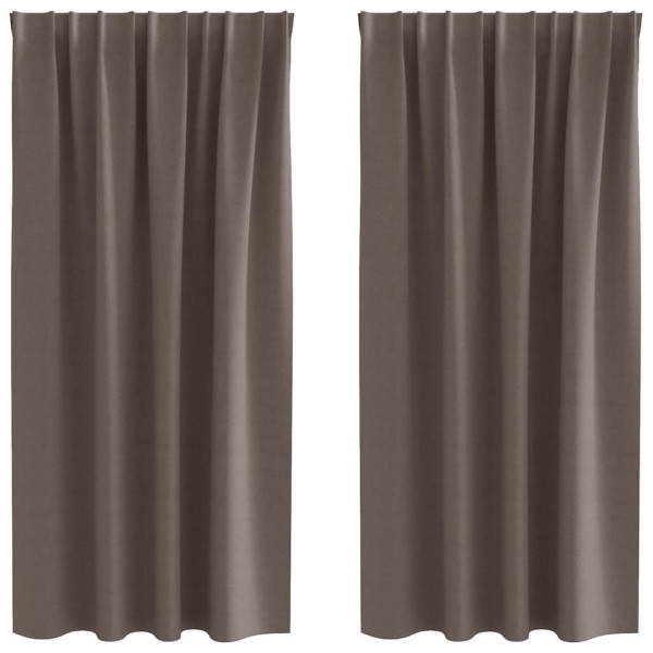 Cortinas con cortinas 2 pcs Marrón oscuro Poliéster M 2