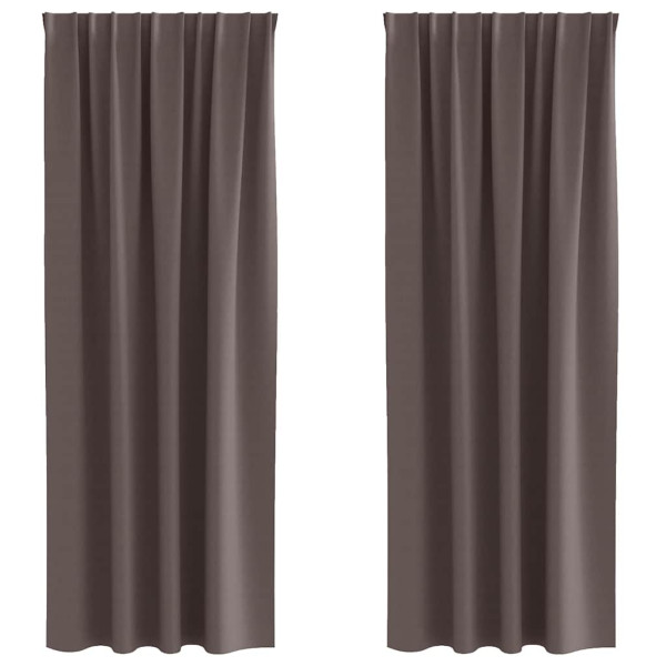 Cortinas con cortinas 2 pcs Marrón oscuro Poliéster M 2