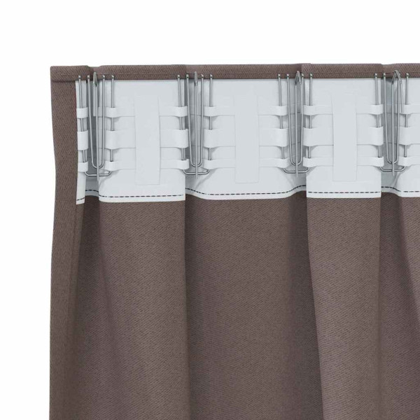 Cortinas con cortinas 2 pcs Marrón oscuro Poliéster M 5