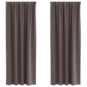 Cortinas con cortinas 2 pcs Marrón oscuro Poliéster H