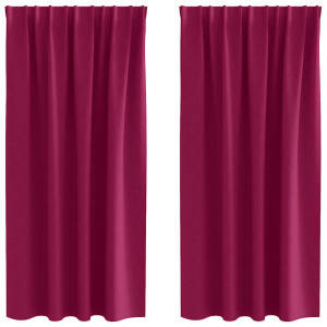 Cortinas con cortinas 2 pcs Rojo vino tinto 175x140cm Poliéster H