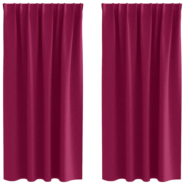 Cortinas con cortinas 2 pcs Rojo vino tinto 175x140cm Poliéster M 2