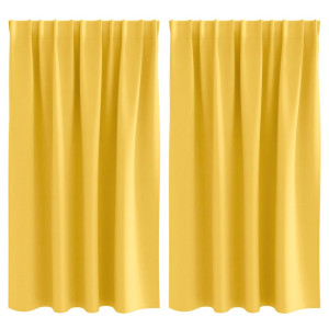 Cortinas con cortinas 2 pcs Amarillo mostaza Poliéster H