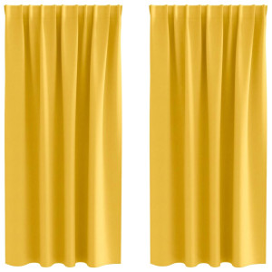 Cortinas con cortinas 2 pcs Amarillo mostaza Poliéster H