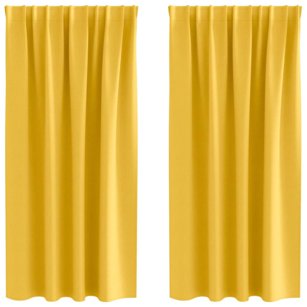 Cortinas con cortinas 2 pcs Amarillo mostaza Poliéster M 2