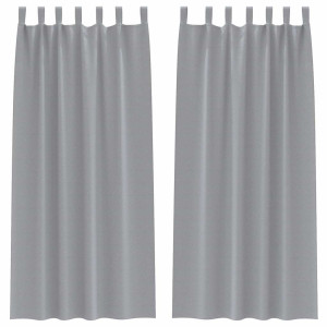 Cortinas con cortinas 2 pcs Gris claro Poliéster H