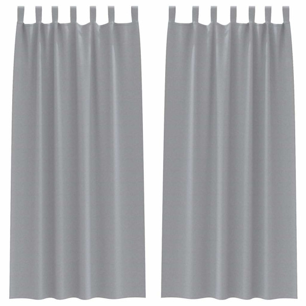 Cortinas con cortinas 2 pcs Gris claro Poliéster M 2