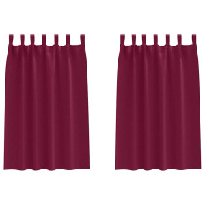 Cortinas con cortinas 2 pcs Rojo vino tinto 175x140cm Poliéster H