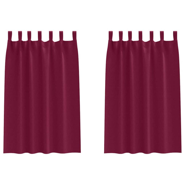 Cortinas con cortinas 2 pcs Rojo vino tinto 175x140cm Poliéster M 2