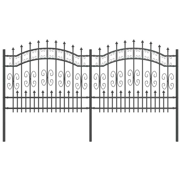 Valla de jardín Gris 140 cm Acero con recubrimiento en polvo M 2