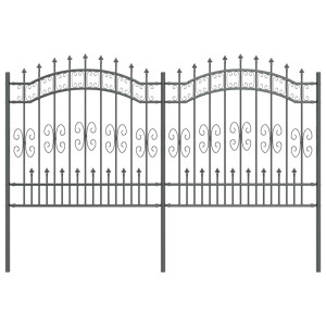 Valla de jardín Gris 165 cm Acero con recubrimiento en polvo H