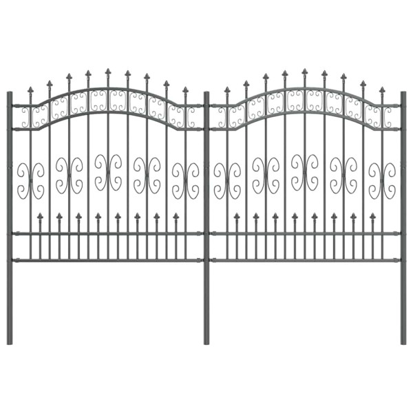 Valla de jardín Gris 165 cm Acero con recubrimiento en polvo M 2