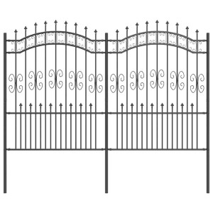 Valla de jardín Gris 190 cm Acero con recubrimiento en polvo H