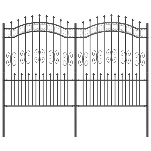 Valla de jardín Gris 190 cm Acero con recubrimiento en polvo M 2