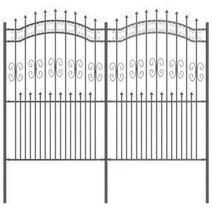 Valla de jardín Gris 215 cm Acero con recubrimiento en polvo H