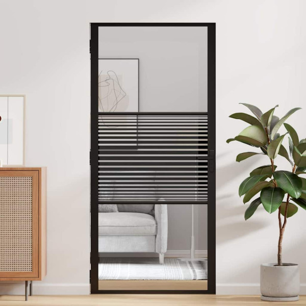 Puerta Interior Negro 93 x 201.5 cm Vidrio templado. Aluminio M 3