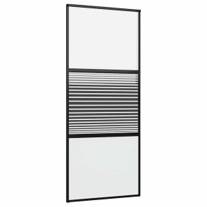 Puerta deslizante Negro 90 x 205 cm Vidrio templado y aluminio H