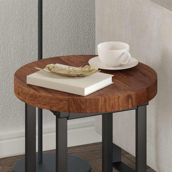 Encimera Marrón oscuro Ø 40 x 4 cm Madera de roble sólida M 4