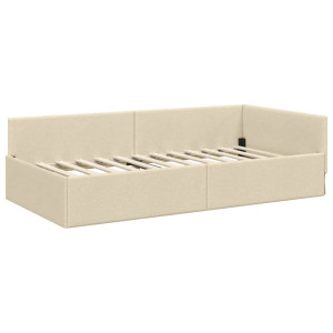 Estructura de cama en esquina con cabecera Crema 80 x 200 cm H